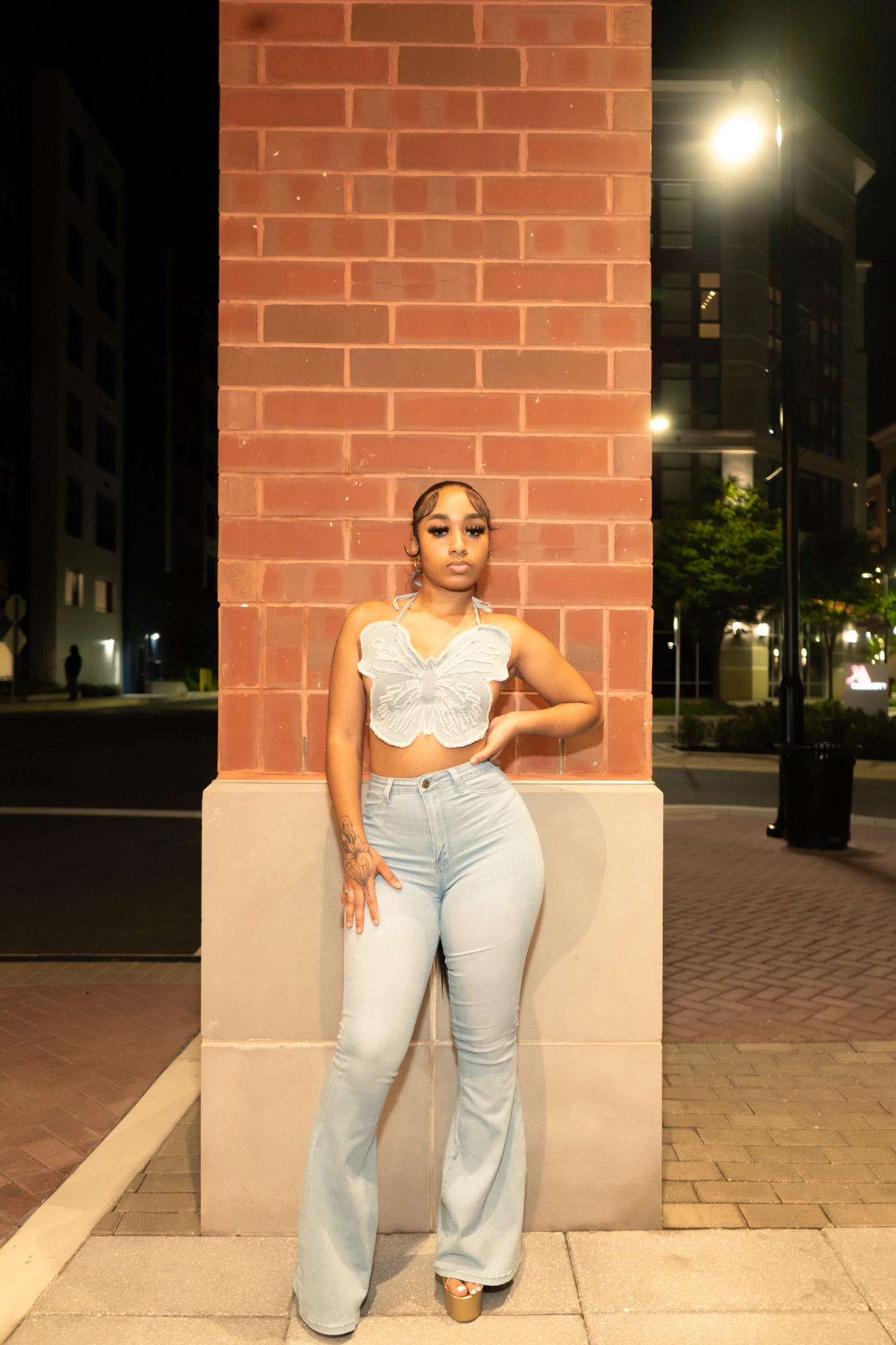 Denim butterfly top