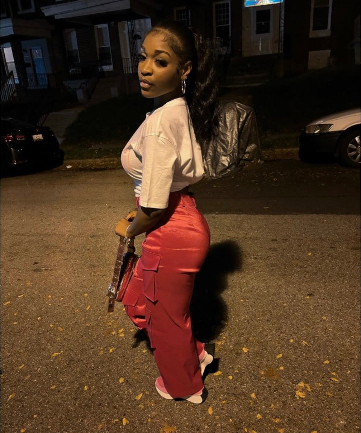 Satin cargo pants