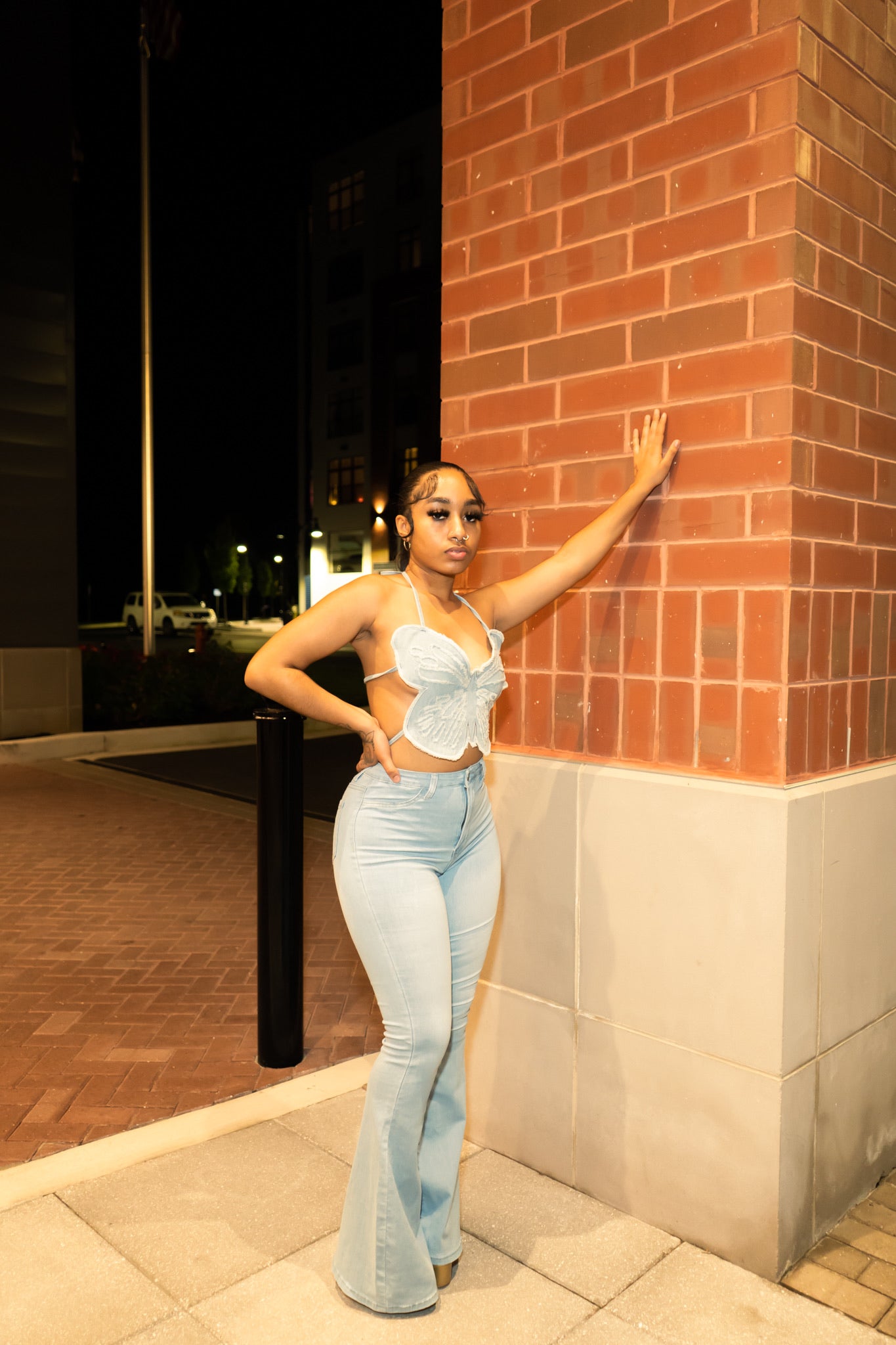 Denim butterfly top