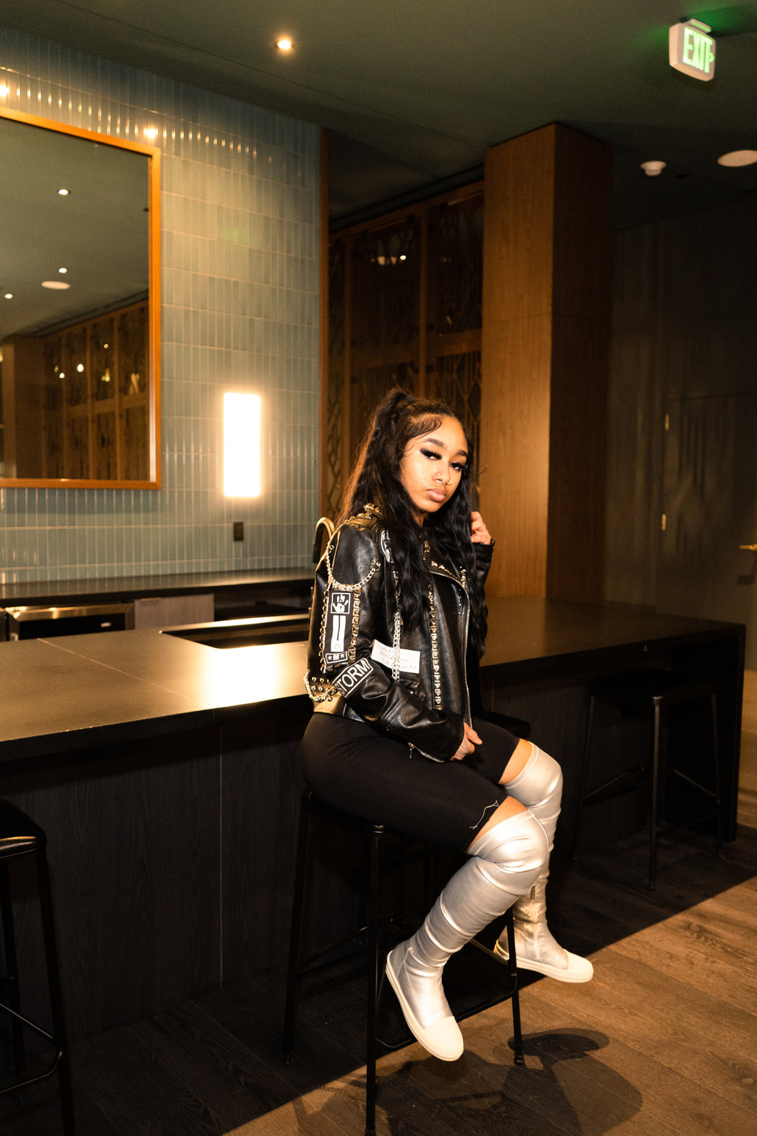 Neyo thigh high boot