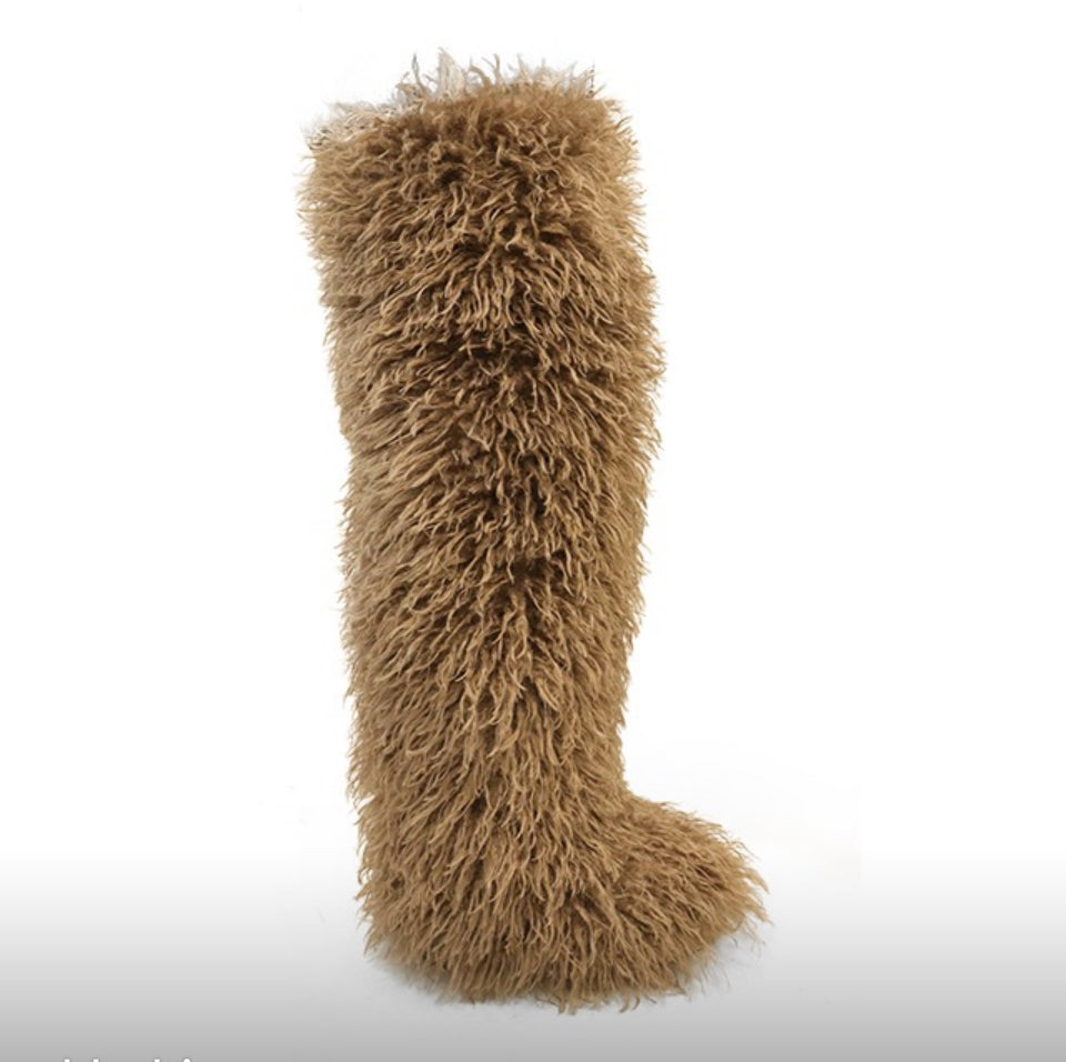 Thigh high fuzz boot