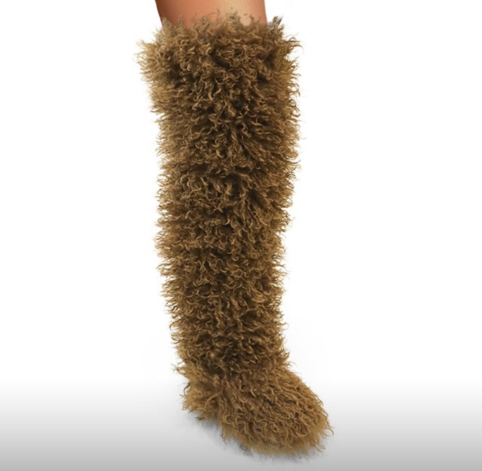Thigh high fuzz boot