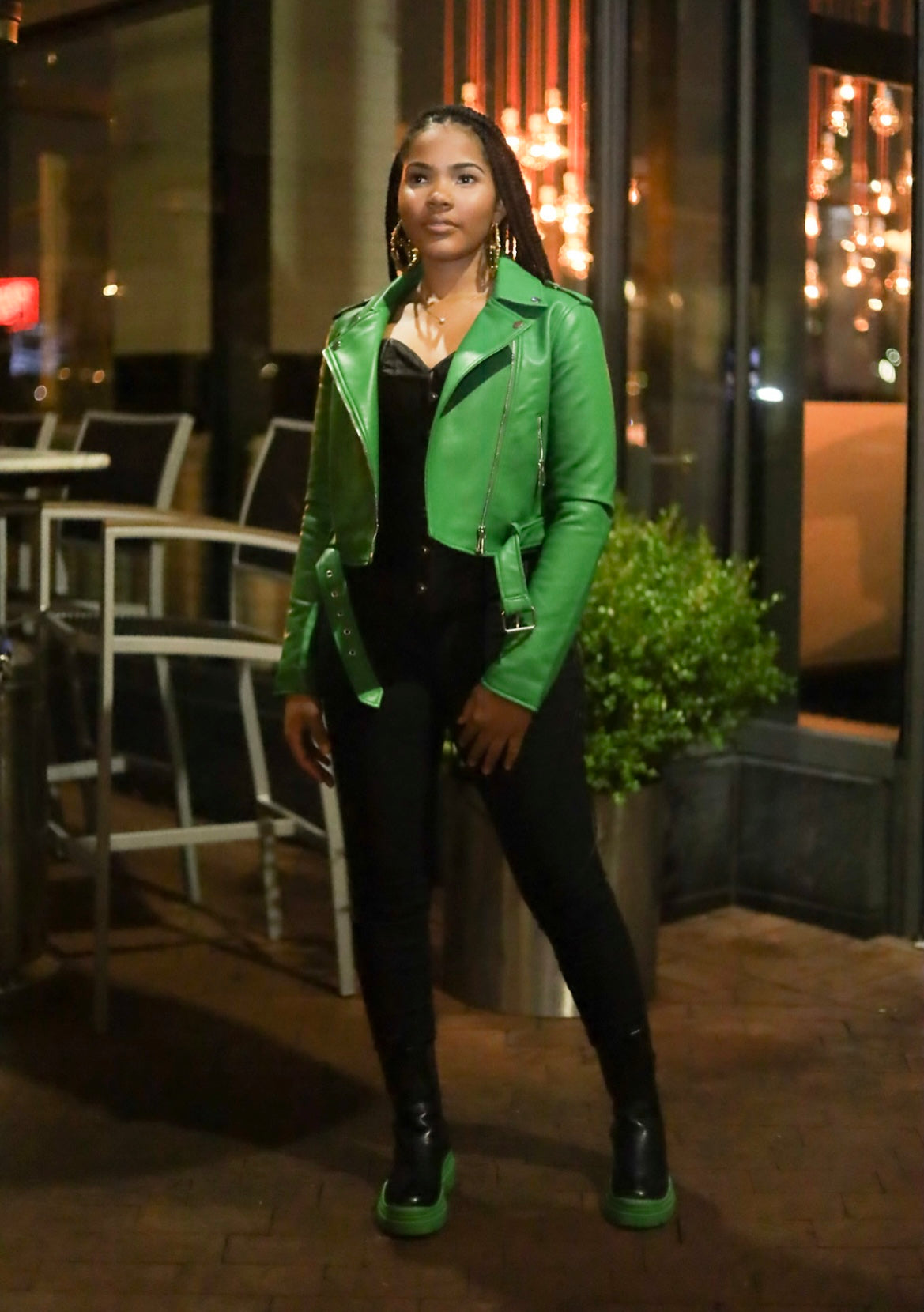 Perfect green leather jacket