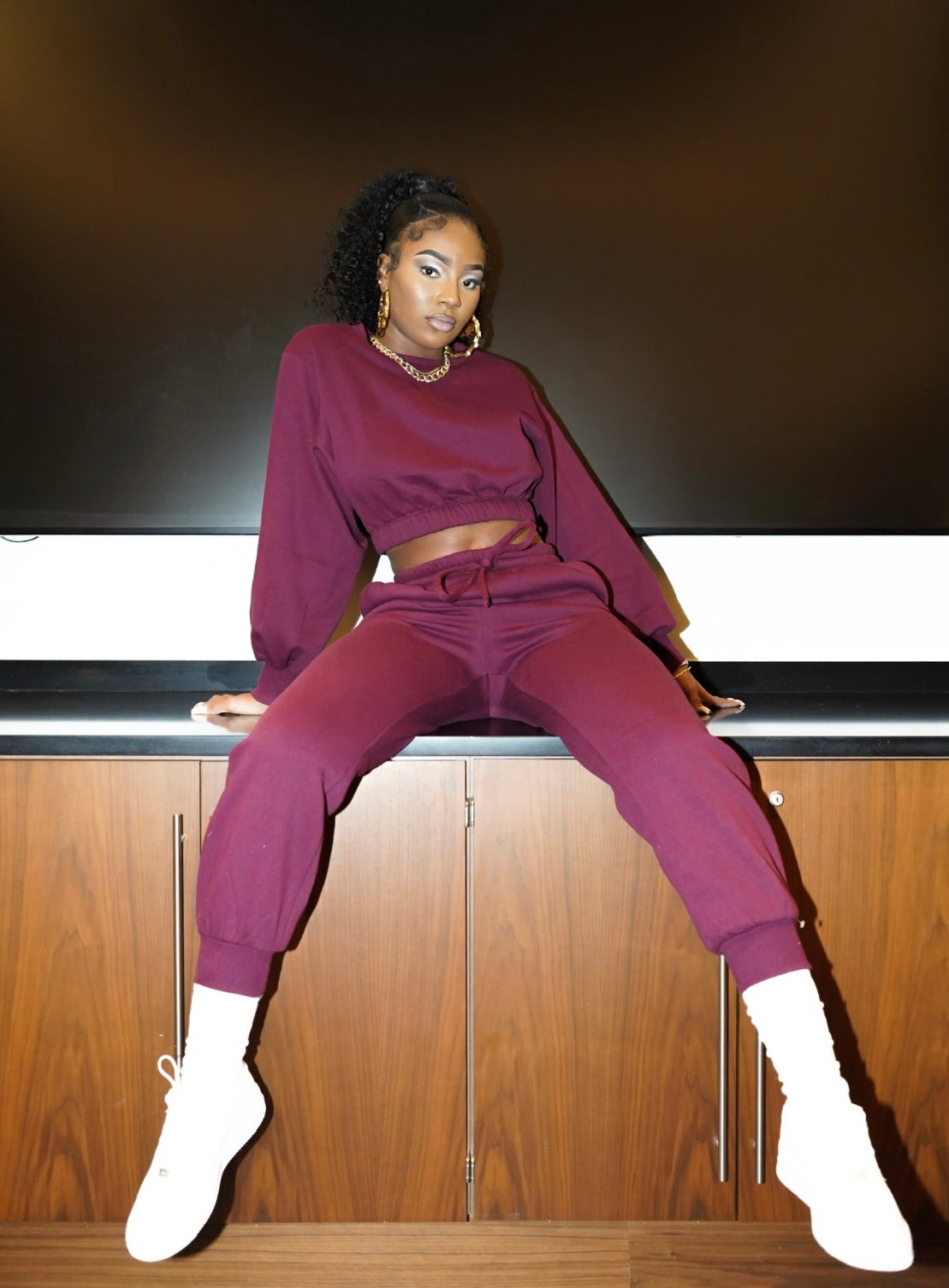 Big pump sweat suit burgundy