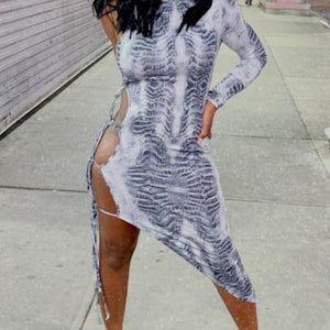Side python print dress